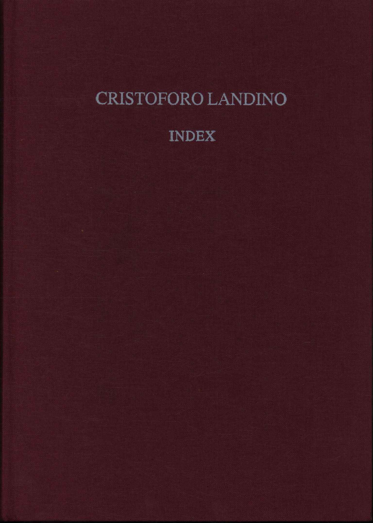 Cristóbal Landino. Índice (Volumen II)