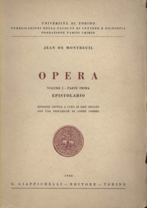 Opera. Epistolario (Volume I. Parte prima)
