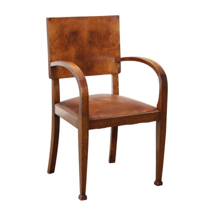 Vintage Chair Beech Burl Veneer Italy 1940s