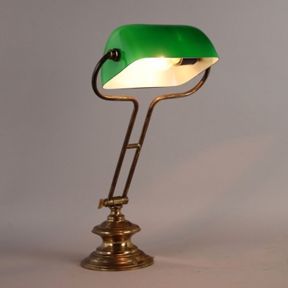 Vintage Table Lamp Brass Glass Adjustable Design Italy 1950s