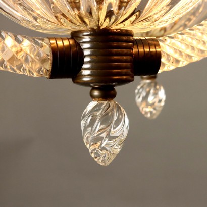 Lámpara de araña de cristal y latón, década de 1930, lámpara de araña de cristal y latón, década de 1930, lámpara de araña de cristal y latón, década de 1930-4