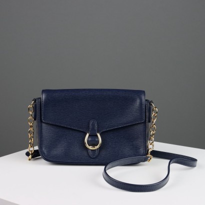 Ralph Lauren Shoulder Bag Blue Leather Adjustable United States