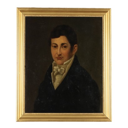Antique Painting Male Portrait Oil on Canvas XIX-XX Century
