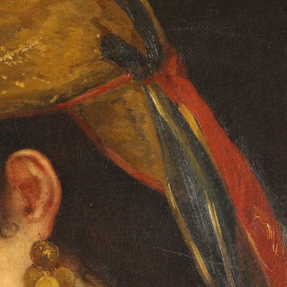 Peinture Jeune femme au perroquet