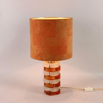 Lampe de table en verre bicolore années 70-80