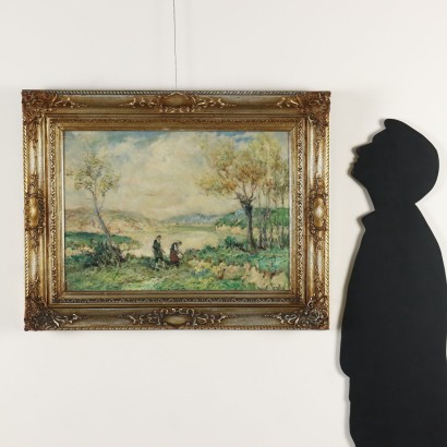 Peinture d'Ivan Karpoff, Paysage avec personnages, Ivan Karpoff, Ivan Karpoff, Ivan Karpoff