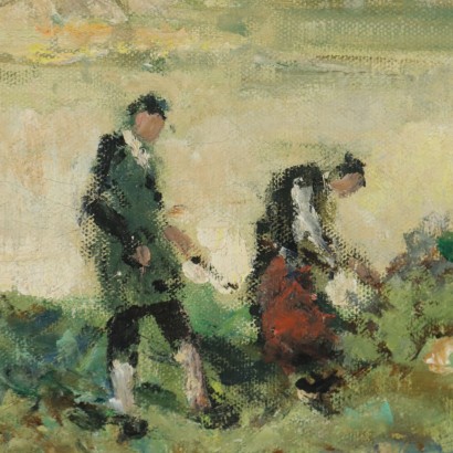 Peinture d'Ivan Karpoff, Paysage avec personnages, Ivan Karpoff, Ivan Karpoff, Ivan Karpoff