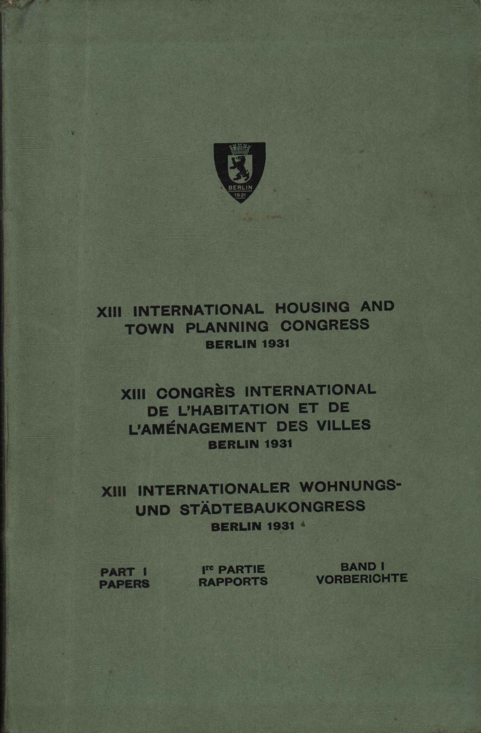 XIII international housing and town plan