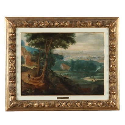 Painting Landscape with Buildings and Figures