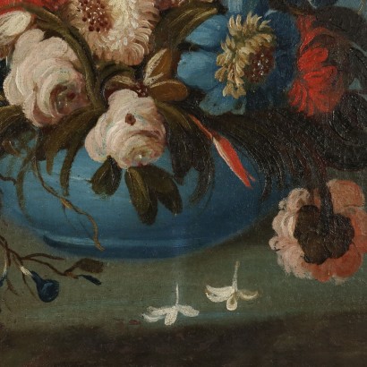 Painting Still life with flowers and food,Still life with flowers and parrot