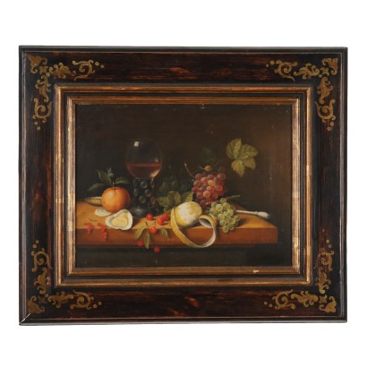 Peinture Nature morte avec fruits et gobelet