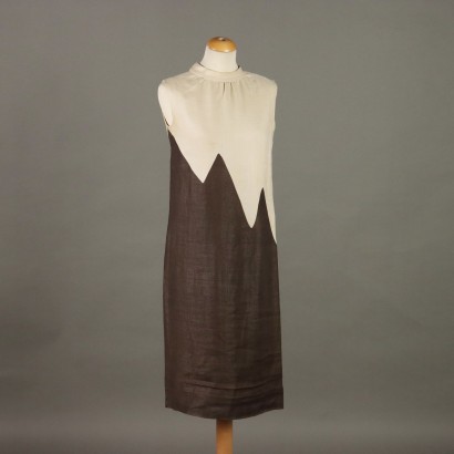 Pierre Cardin Beige und Braun Vintage Kleid
