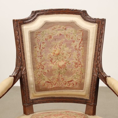 POLTRONCINA (tessuto ricamato),Poltroncina in Faggio tinto Noce
