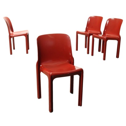 Quattro Sedie rosse 'Selene' Artemide
