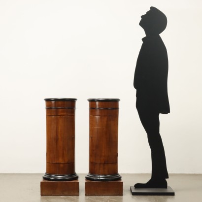Pair of Empire Column Nightstands,Pair of Empire Column Nightstands