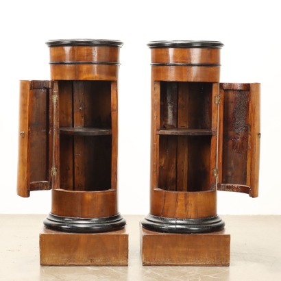 Pair of Empire Column Nightstands,Pair of Empire Column Nightstands