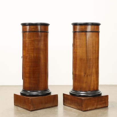 Pair of Empire Column Nightstands,Pair of Empire Column Nightstands