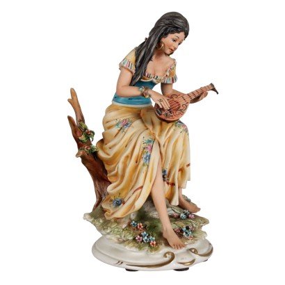 Giovane Donna con Mandolino Corti Capodimonte