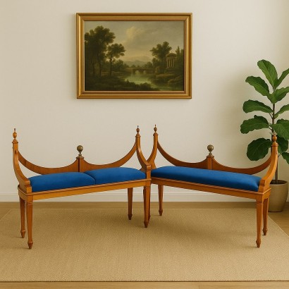 Paire de bancs, Paire de bancs de style Biedermeier
