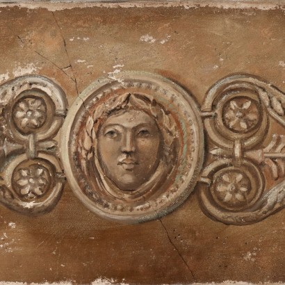 Dipinto Finto Affresco,Grottesca con maschera