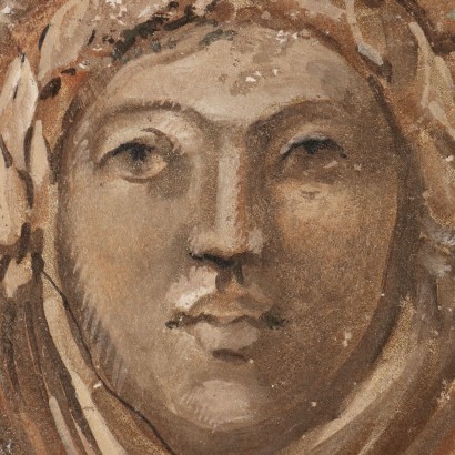 Dipinto Finto Affresco,Grottesca con maschera