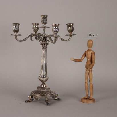 Pair of Silver Candelabras F.lli, Silver Candelabra F.lli Di Leone M