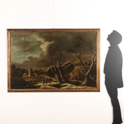 Dipinto Ambito di Marco Ricci,Paesaggio invernale con figure,Marco Ricci ,Marco Ricci ,Marco Ricci ,Dipinto Ambito di Marco Ricci,Marco Ricci