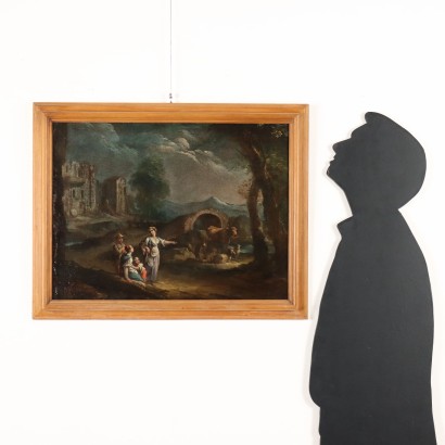 Dipinto Paesaggio con Figure ed Armenti