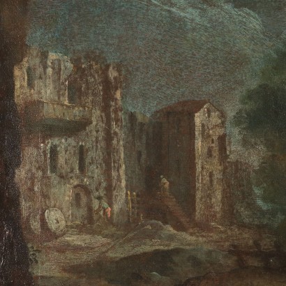 Dipinto Paesaggio con Figure ed Armenti