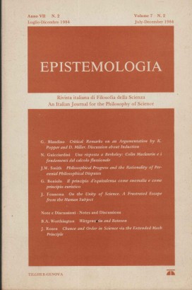 Epistemologia. Rivista italiana di Filosofia della Scienza (Anno VII 1984 - N. 2)
