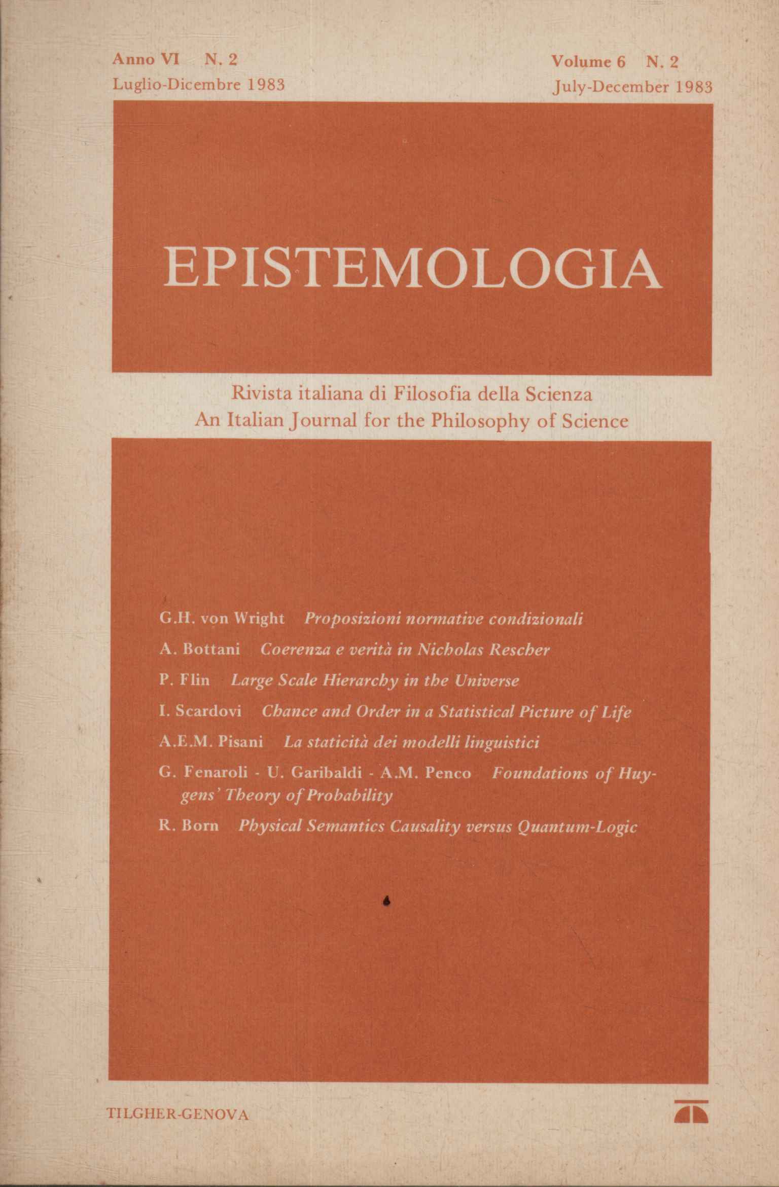Epistemologie. Italienische Zeitschrift für Philosophie