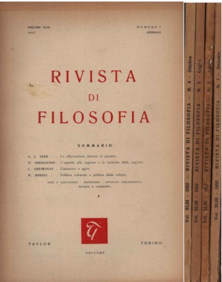 Rivista di filosofia. Volume XLIII 1952 (4 fascicoli)