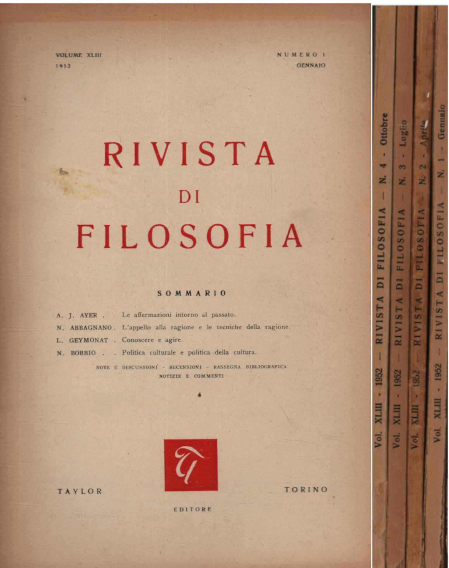Rivista di filosofia. Volume XLIII 1952%