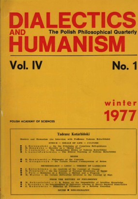 Dialectics and humanism. The Polish Philosophical Quarterly (Vol. IV-No. 1)