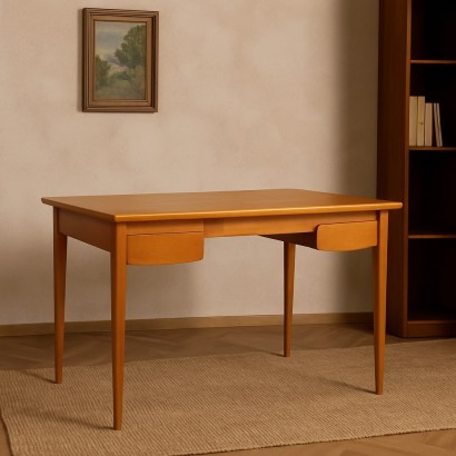 Scrivania Vintage con Cassetti Anni 50,Scrivania Vintage con Cassetti Anni 50