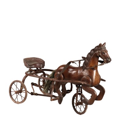 Calessino in Ferro con Cavallo in Legno di Noce