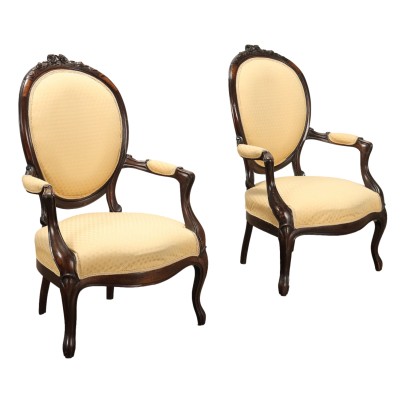 Coppia di Poltroncine in Stile Barocchetto