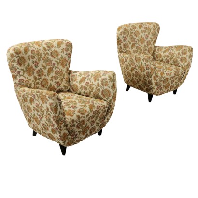 Coppia di Poltrone con Tessuto Jacquard, Anni 50