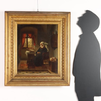 Peinture d'Augustus Friedrich Siegert,Intérieur avec figure féminine,August Friedrich Siegert,August Friedrich Siegert,August Friedrich Siegert,August Friedrich Siegert