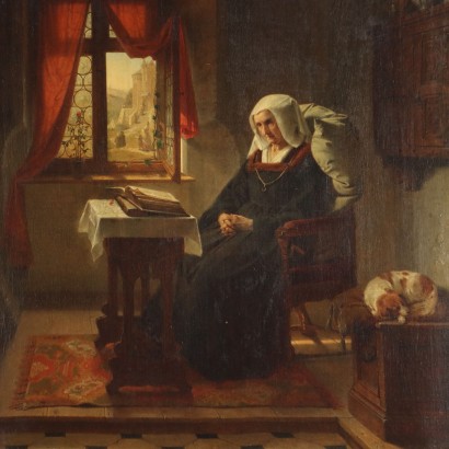 Peinture d'Augustus Friedrich Siegert,Intérieur avec figure féminine,August Friedrich Siegert,August Friedrich Siegert,August Friedrich Siegert,August Friedrich Siegert