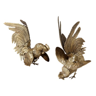 Coppia di Galli in Bronzo