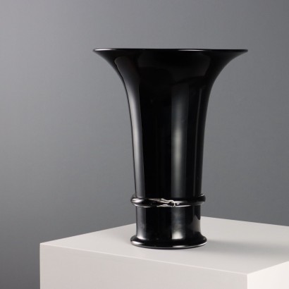 Vaso in Vetro Nero Manifattura Seguso Vetri d'Arte