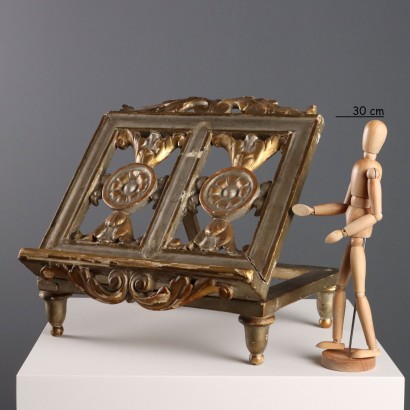 Carved Wooden Lectern with Gilded and Ar