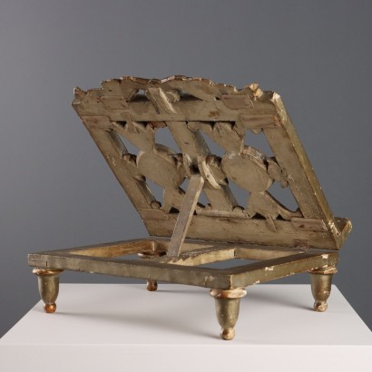 Carved Wooden Lectern with Gilded and Ar