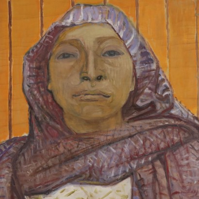 Pintura de ORAZI, El Rebozo. Retrato de una mujer mexicana.