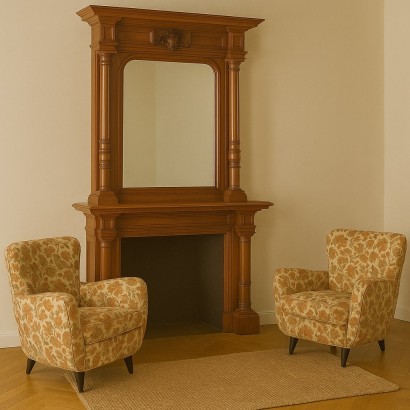 Pair of armchairs, Pair of armchairs with Jacquard fabric, Pair of armchairs with Jacquard fabric, Pair of armchairs with Jacquard fabric