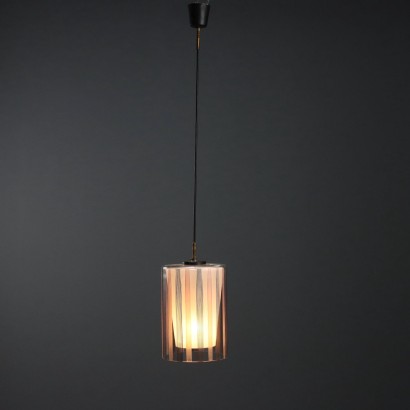 Lampada Anni '70 in Vetro Rosa e Nero