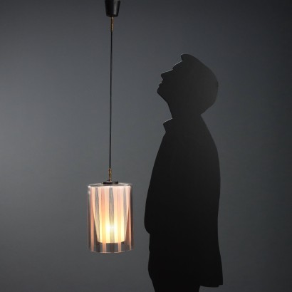 Lampada Anni '70 in vetro ros