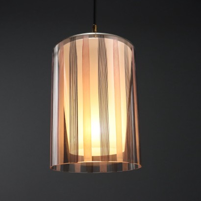 Lampada Anni '70 in vetro ros
