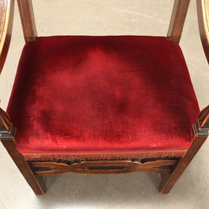 Trono e tre sedute,Seggiolone Neorinascimento con tre Sedie